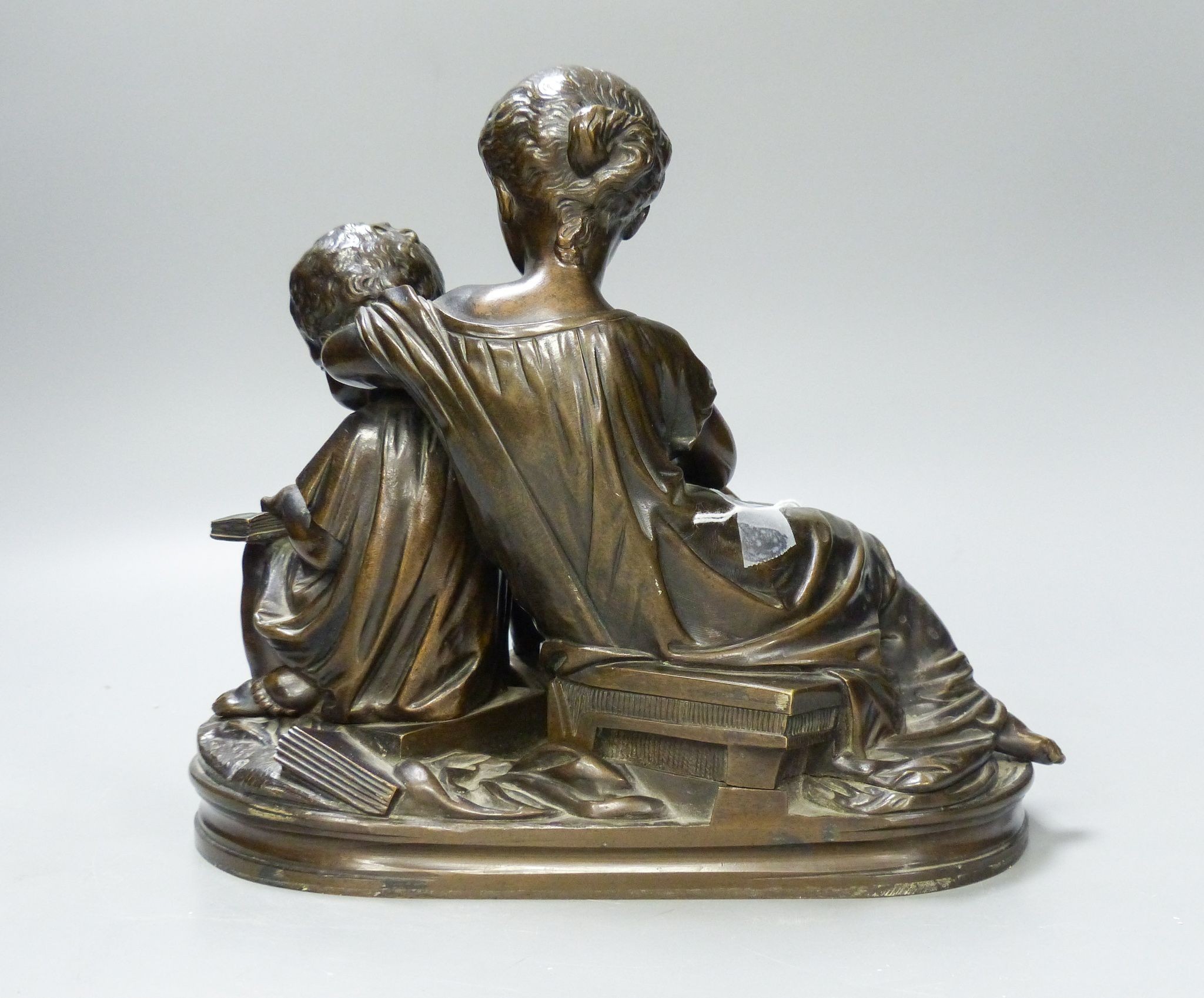 A 19th century bronze figure group of a mother and child 25cm